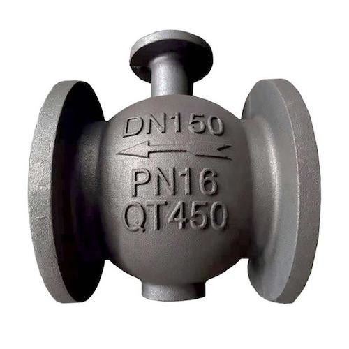 QT450 ส่วนประกอบตัววาล์วหล่อเหล็กดัดของการหล่อทรายสำหรับอุปกรณ์ท่อ